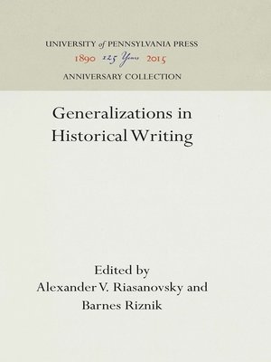 cover image of Generalizations in Historical Writing